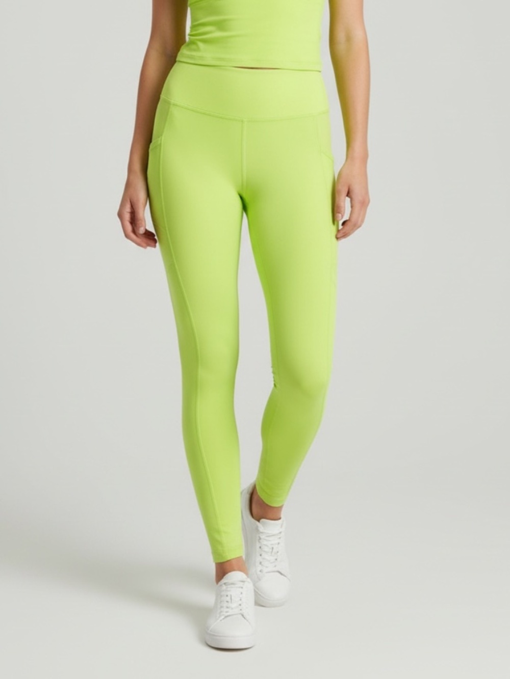 Women's Fabletics Powerhold Yellow High-Waisted Leggings with Pockets - Size M